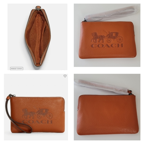 Coach Handbags - NWT Coach Corner Zip Wristlet Ginger With Horse And Carriage Gunmetal